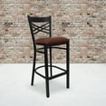 thumbnail image 2 of Flash Furniture 2 Pack HERCULES Series Black ''X'' Back Metal Restaurant Barstool - Burgundy Vinyl Seat, 2 of 8