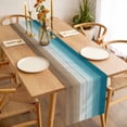 thumbnail image 3 of Turquoise Brown Table Runner - 36 Inch Long, Kitchen Dining Table Runner Dresser Scarves, Farmhouse Retro Wooden Grain Striped Farmhouse Decor for Coffee Tables Wedding Party Banquet, 3 of 8