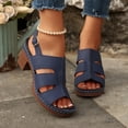 thumbnail image 4 of Eltusu Women Heeled Sandals, Open Toe No Slip Ankle Strap Low Heels Dress Sandals Shoes Navy Size 7, 4 of 8