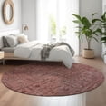 thumbnail image 4 of HomeRoots 665430 8 ft. Rust & Gray Southwestern Washable Round Area Rug with UV Protection, 4 of 8