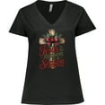 thumbnail image 3 of Inktastic Jesus is the Reason for the Season Christian Cross Women's Plus Size V-Neck T-Shirt, 3 of 5