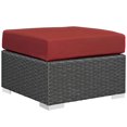 thumbnail image 7 of Modern Contemporary Urban Design Outdoor Patio Balcony Garden Furniture Lounge Sectional Sofa Set, Sunbrella Rattan Wicker, Red, 7 of 7