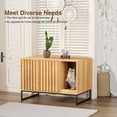 thumbnail image 2 of Litter Box Enclosure, Modern Fluted Hidden Litter Box Furniture,Cat Litter Box Enclosure with Scratching Mat,Cat House Side End Table,Natural, 2 of 9