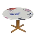 thumbnail image 3 of JEUXUS Spring Summer Floral Tablecloth Round Wildflower Leaf Butterfly Table Cloth Farmhouse Vintage Flower Decorative Outdoor Table Cover for Dining Room Kitchen Holiday Party Picnic Home Decor White, 3 of 7