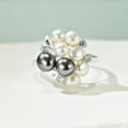 thumbnail image 4 of Cluster Black-White Pearl Grape Cubic Zirconia .925 Silver Ring-9, 4 of 7