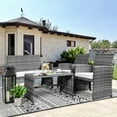 thumbnail image 3 of Walsunny Outdoor Patio Rattan Wicker Furniture Conversation Set 4 Piece with Cushions Tempered Glass Tabletop,White, 3 of 11