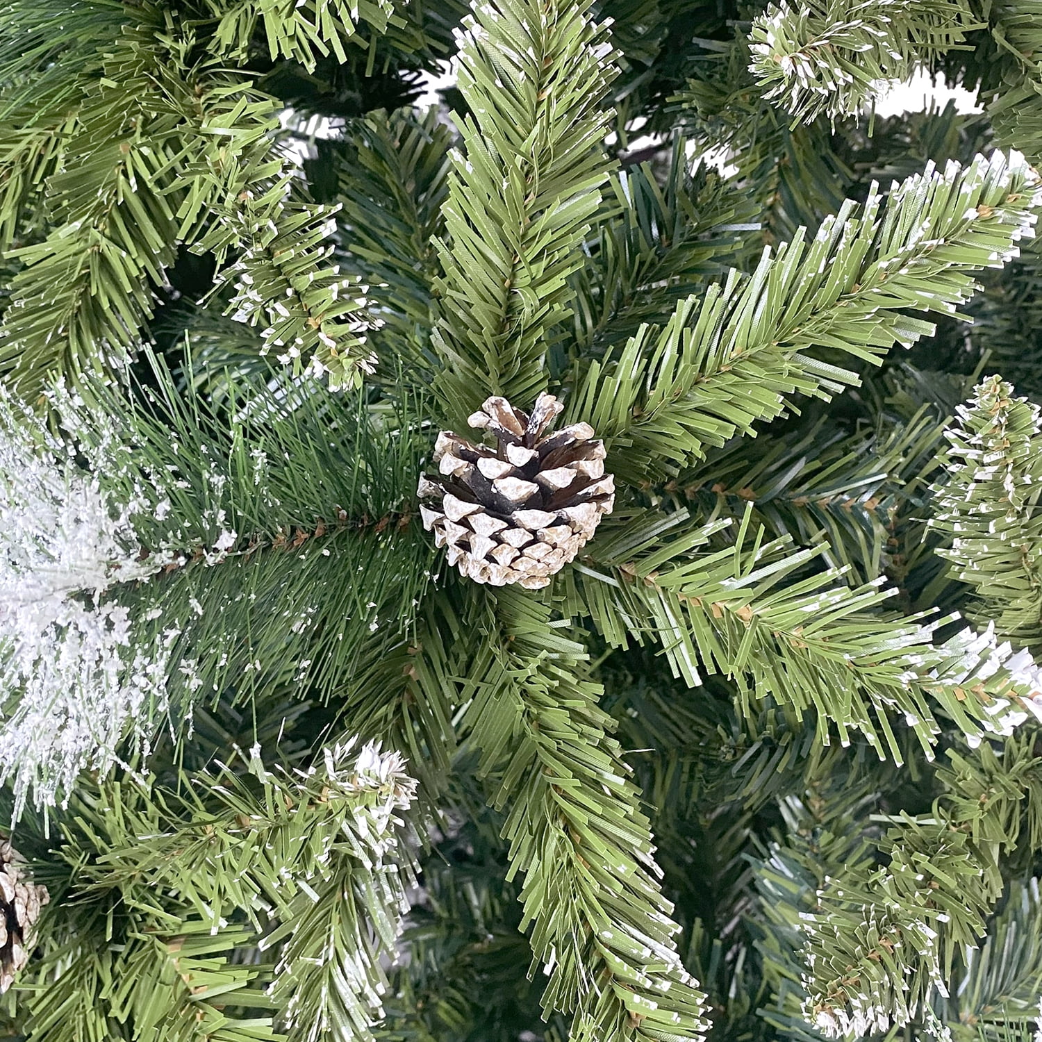 Kadyn 7.4ft Christmas Tree, Decorated with 65 Pine Cones and Realistic over 1300 Thicken Tips, Hinged, with Metal Stand, Easy Assembly, for Indoor and Outdoor Use