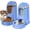 Sapphire Blue, variant on Portable Automatic Cat Feeder and Water Dispenser with Stainless Steel Bowl Dog Gravity Food Feeder and Waterer for Small Medium Pets Puppy Kitten 1 Gallon x 2 (Cream Yellow)