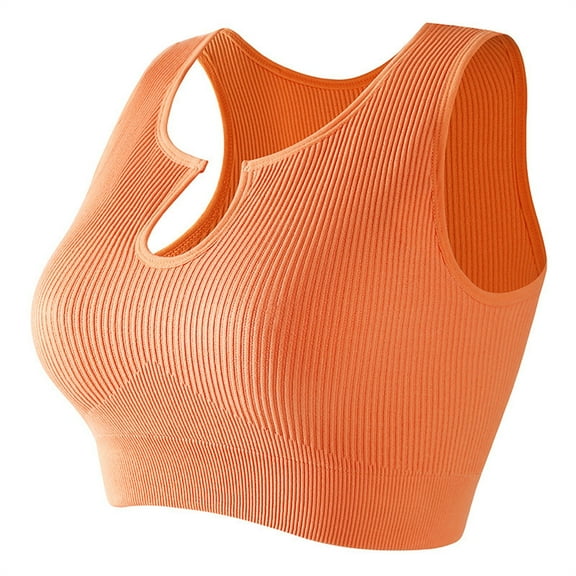 Bigersell Women Bralette Yoga Bra Soft Bras Ladies Wirefree Sports Bra Style B57 Women's Push up Lace Bra Soft Bra Feature Women's Seamless Sports Bra Hook & Eye Bra Closure , Orange M