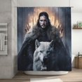 thumbnail image 1 of Cortina de ducha Jon Snow, impermeable, de poliéster, lavable, decorativa, con 12 ganchos, 182,88 x 182,88 cm, de hierro, 1 of 8