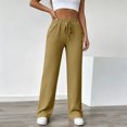 thumbnail image 7 of Kopltyrfg Womens Palazzo Pants Summer Fashion 2026 High Waisted Wide Leg Drawstring Flowy Beach Trousers with Pockets (Khaki,XL), 7 of 7