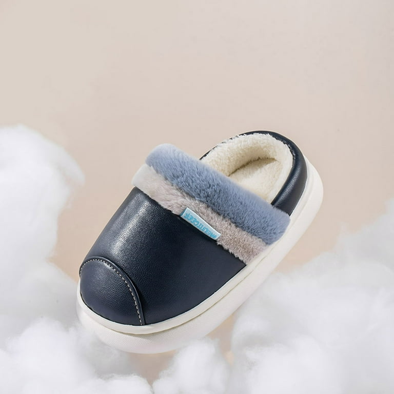 Kids Plush Slippers Girl Apparel Fashion Cute Autumn And Winter Boys And Girls Slippers Flat Bottom Round Toe Soft Warm And Comfortable Solid Color