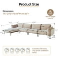 thumbnail image 4 of Magic Home Sectional Sofa with High Sofa Legs L-Shaped Couch Sofa Velvet Brown Couches 5 Seat Sofa U-shaped Sectional Couch, Living Room Furniture Set for Home Apartment Office Studio, 4 of 13