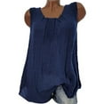 thumbnail image 2 of Womens Cotton Linen Sleeveless Baggy T shirt Vest Tee Blouse Tank Tops Plus Size, 2 of 3