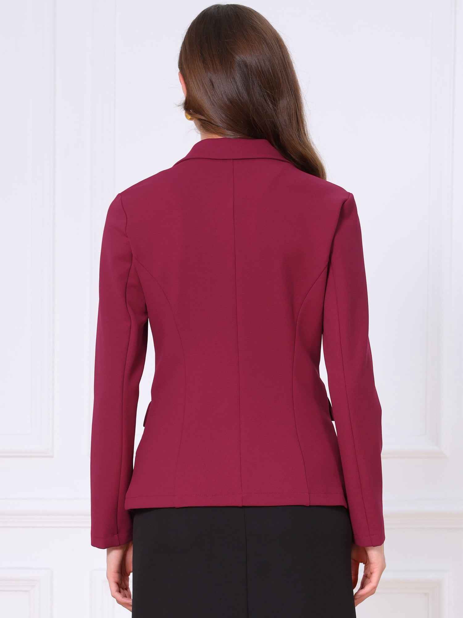 DARING DIVA Women's Stylish Business Professional Blazers M Wine Red