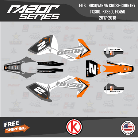 Kalair GFX Graphics Kit for Husqvarna TX300 FX350 and FX450 (2017-2018) Razor Series Kalair GFX Graphics Kit for Husqvarna TX300 FX350 and FX450 (2017-2018) Razor Series