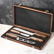 Formaticum Professional 4 Knife Set- Soft Knife w/ Forklet, Cheese Knife Set w/ Solid Walnut Handle, Stainless Steel Knives in a Wooden Box, Great Gift for Cheese Charcuterie Fan, Handmade in Italy
