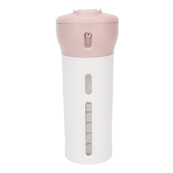 Dispensador de viaje 4 en 1, portátil, recargable y a prueba de fugas, con adhesivo para perfume, champú y acondicionador, color rosa.