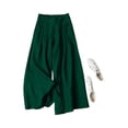 thumbnail image 5 of Laqbezok Women's Cotton Linen Wide Leg Pants, Elastic Waist Cropped Culottes with Pockets, Summer Casual Loose Trousers Summer Beach Capri Pants for Daily Wear, 5 of 5