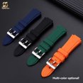 thumbnail image 4 of Correa de reloj de silicona para hombre Oris 7730 7740 Diving Series Sports, resistente al agua, con salientes de 24 x 12 mm, color negro, naranja y azul, 4 of 5