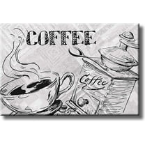 Coffee Drawing, Kitchen Picture on Stretched Canvas, Wall Art Décor, Ready to Hang
