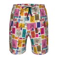 thumbnail image 3 of Honeii's Cute Doodles Print Men's Casual Shorts with Drawstring，Swim Trunks Quick Dry Beach Shorts, 3 of 5
