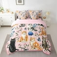 thumbnail image 2 of Manfei Cute Pet Cat 7 Pieces Bedding Comforter Set,Retro Rustic Flower Full Bedding Set,Blue Hydrangea Butterfly Fitted Sheet Flat Sheet For Girls Kids,Luxury Bedroom Decor Reversible, 2 of 8