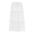 thumbnail image 4 of Npasoilc Skirts for Women Trendy High Waist Drawstring Tiered Ruffle Hem Pleated A-Line Skirt Plaid Printed Casual Midi Skirt, 4 of 6