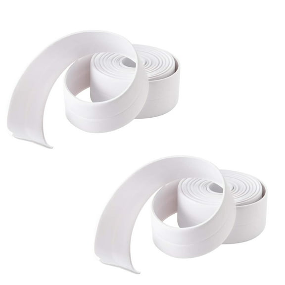 2 Pack - Bathtub Wall Caulk Strip PE Self Adhesive Waterproof Sealing Tape Strip Caulk Sealer Decorative Trim for Kitchen Bathroom Shower Toilet Wall Corner 38mm*3.2m (White)