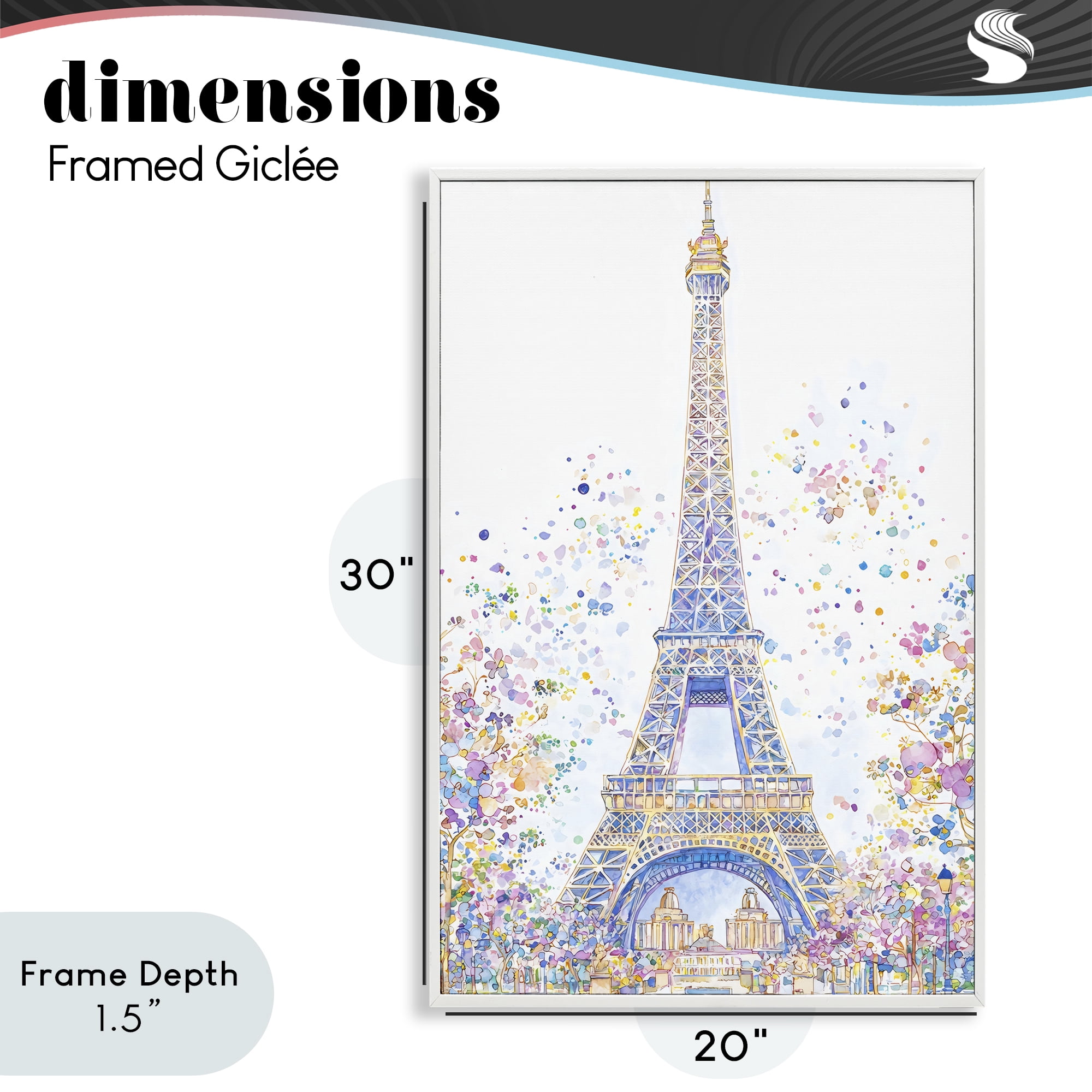 Stupell Industries Colorful Eiffel Tower White Framed Giclee Art, design by Creative Studio