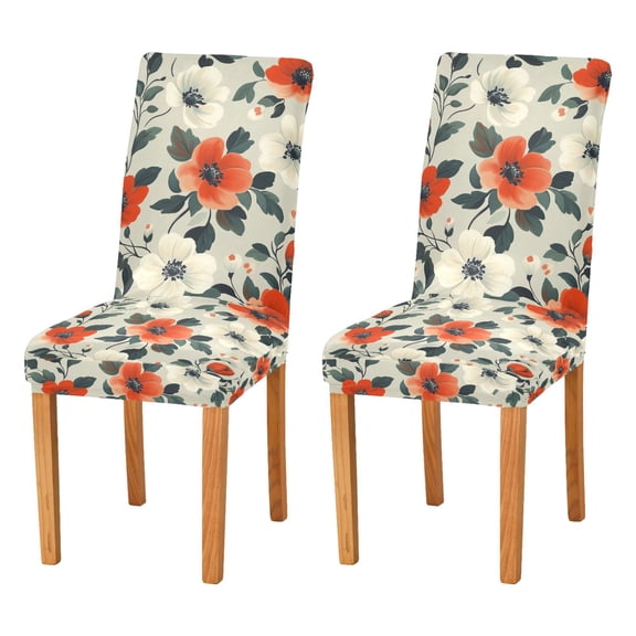 Yayeee 2 Pack Dining Chair Covers Stretch Parson Chairs Slipcovers Seat Protector, Large Red Floral Pattern