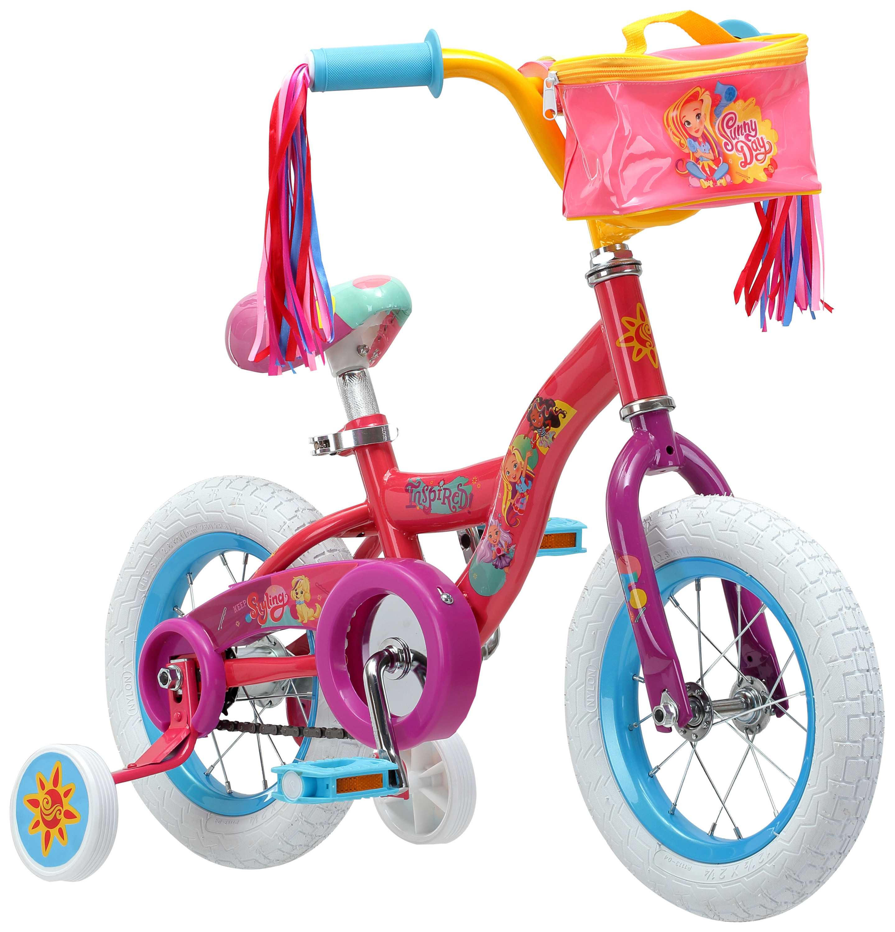 Nickelodeon Sunny Day kids bike, 12-inch wheels, training wheels, Girls, Boys, Pink - image 4 of 5