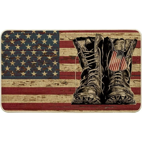 American Flag Freedom Veteran Military Boots Doormat Indoor Outdoor Durable Washable,Funny Non Slip Absorbent Mats,for Decorative Patio Garage Garden Kitchen Bathroom Rug Home Decor8 30inch.