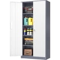 thumbnail image 4 of SOLAURA Metal Storage Office Cabinets with Locking Doors and Adjustable Shelves, 71 inch Tall Steel Storage Cabinet for Office, Home (Gray White), 4 of 9