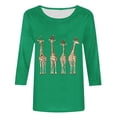 thumbnail image 4 of LEKWK Holiday Clothes for Women Xmas Crew Neck 3/4 Sleeve Tops Christmas Sparkly Tops for Women Trendy Cute Holiday Tops for Women, 4 of 5