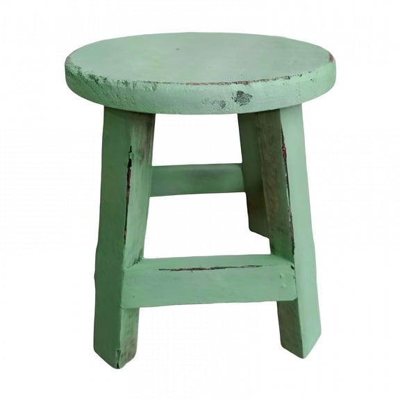 LAMIRO Wooden Stool Plant Stand Round Planter Holder for Office Living Room Desktop Green Wooden Indoor Plant Stands