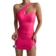 thumbnail image 2 of VISgogo Mini vestido ajustado dividido para mujer, correa de espagueti, vestido de club con recorte de un hombro VISgogo  moda, 2 of 5