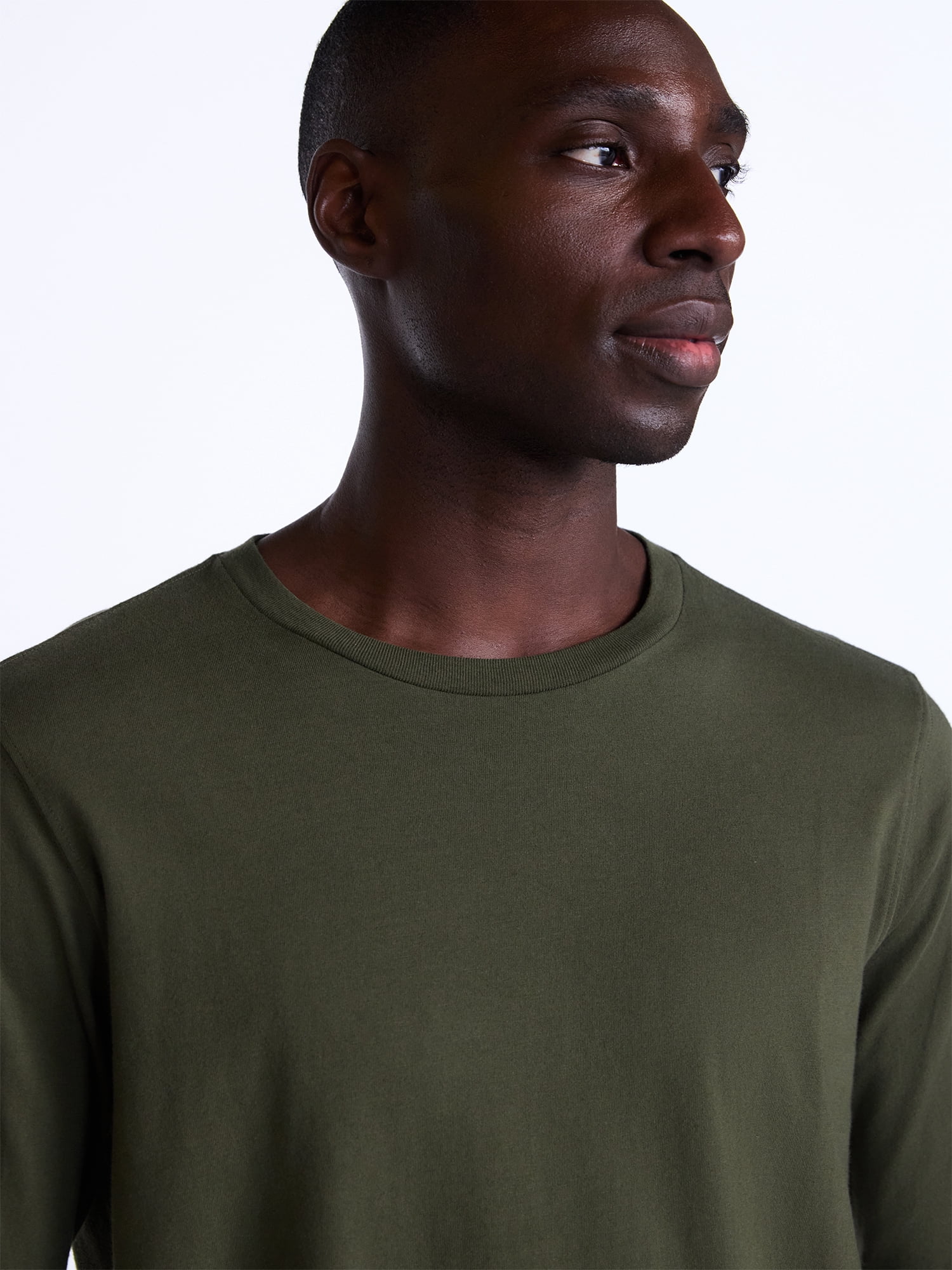 George Men's and Big Men's Cotton Crewneck Tee with Long Sleeves, Sizes XS-3XL