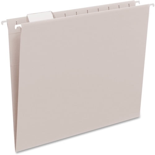 Smead Hanging File Folders with Tab Letter - 8 1/2' x 11' Sheet Size - 1/5 Tab Cut - Top Tab Location - Assorted Position Tab Position - 11 pt. Folder Thickness - Gray - 1.89 oz - Recycled - 25 / Box
