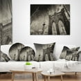 thumbnail image 4 of Designart Upward View of Brooklyn Bridge - Cityscape Photo Throw Pillow - 16x16, 4 of 5