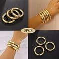 thumbnail image 2 of 3PCS Gold Chunky Bangles Bracelets for Women 14k Gold Plated Stack Layered Curved Bamboo Tube Stretch Bracelets Gift Jewelry, 2 of 6