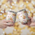 thumbnail image 2 of 12oz Stemless Wine Tumblers Fall Pumpkins Leaves Pattern Vacuum Insulated Stainless Steel Travel Tumbler Cups Mug with Lid and Straw for Champaign,Cocktail,Beer with Cleaning Brush, 2 of 5