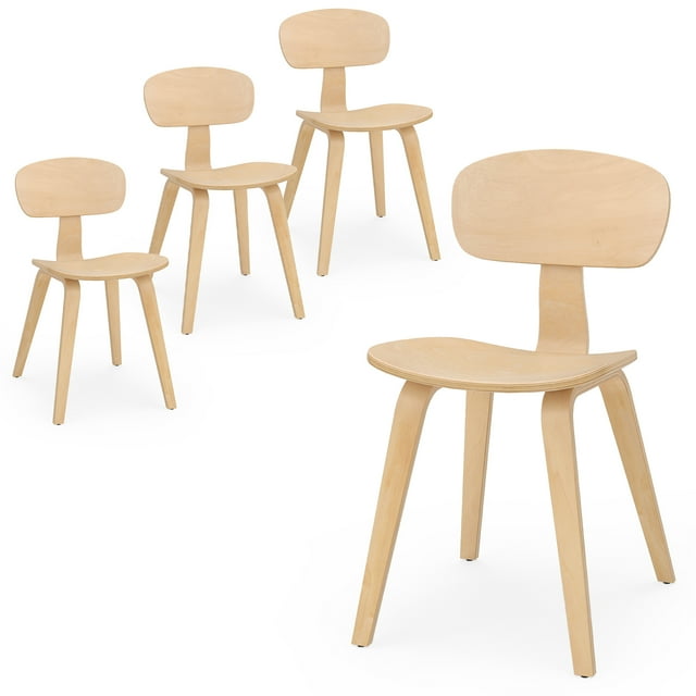 Gymax Ensemble de 4 Chaises de Salle à Manger Modernes avec Siège Grand et Dossier Incurvé, Patins de Pieds Ajustables