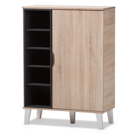 Baxton Studio Adelina Mid-Century Modern 1-Door Oak and ...