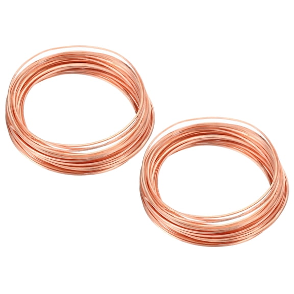 Uxcell Soft Copper Wire, 2Pcs 20Gauge/0.8*0.8mm Diameter 6m Half Round Craft Wire