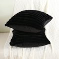 thumbnail image 5 of SURJDE Black Striped Decorative Throw Pillow Covers 24x24 Inch Set of 2,Square Fall Decorations Couch Euro Pillow Case,Soft Cozy Faux Rabbit & Velvet Back,Modern Home Decor for Bed, 5 of 5