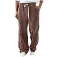 thumbnail image 1 of Ceisia Men Solid Color Corduroy Straight Leg Pants Elastic Waist Drawstring Gift Casual Trousers, 1 of 8