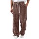 thumbnail image 1 of Ceisia Men Solid Color Corduroy Straight Leg Pants Elastic Waist Drawstring Gift Casual Trousers, 1 of 8