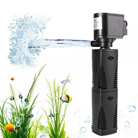 FINAQUA Aquarium Filter for 20-75 Gal Tank, Crystal 300GPH Biochemical Filtration, Powerful Pump, Submersible Internal Fish Tank Filter, Large Tank Pond Clear, Wavemaker & Air Supply 4-in-1