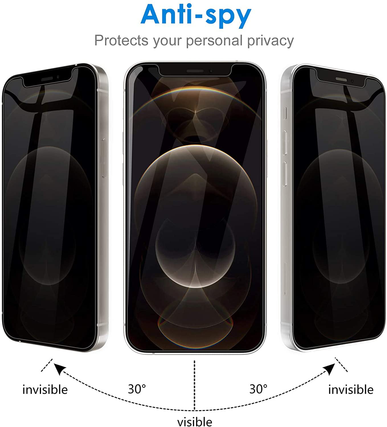JETech Protection D'écran Anti-Espion pour iPhone 12 Pro Max 6,7 Pouces,  Couverture Complète Film en Verre Trempé, Compatible [241] - Cdiscount  Informatique